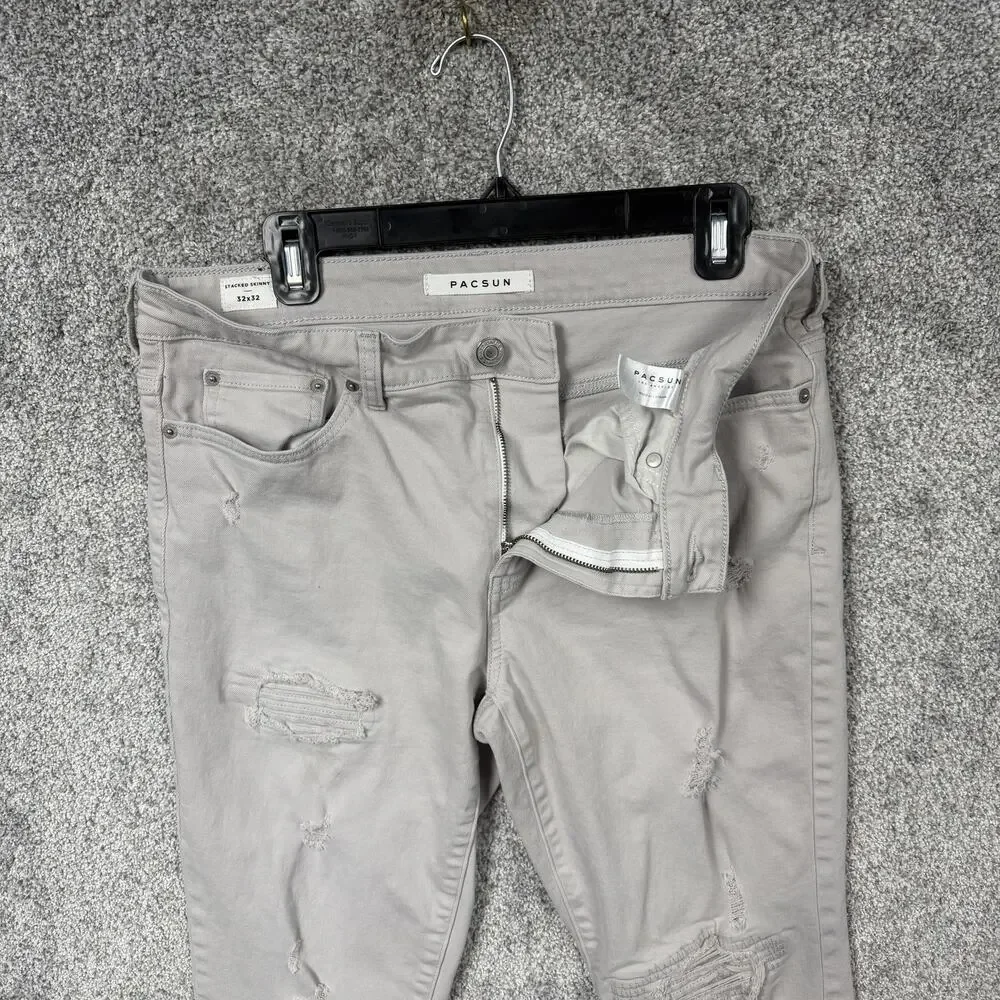PacSun Stacked Skinny Jeans 32x31 Moto Biker Cybergrunge Urban Streetwear Indie